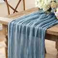 Dust Blue Cheesecloth Table Runner, 10FT Rustic Blue Boho Gauze Table Runner for Wedding Bridal Shower Baby Shower Birthday Tea Party Decorations by Miucat