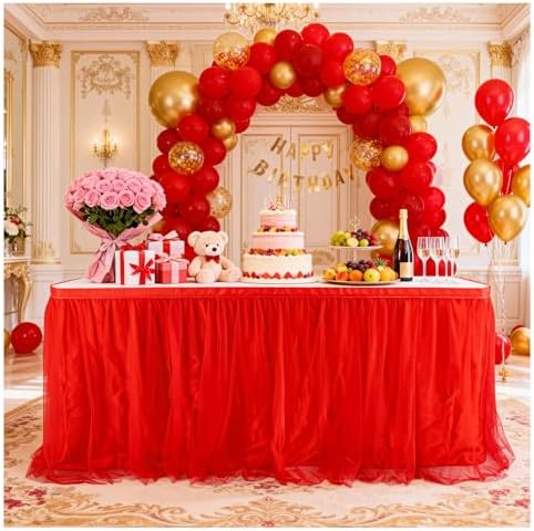THARAHT Tulle Table Skirt 9FT 270CM Long for Rectangle Tables Round Tables Ruffle Desk Skirt for Princess Girls Birthday Party Cake Dessert Decorations Table Skirt by THARAHT