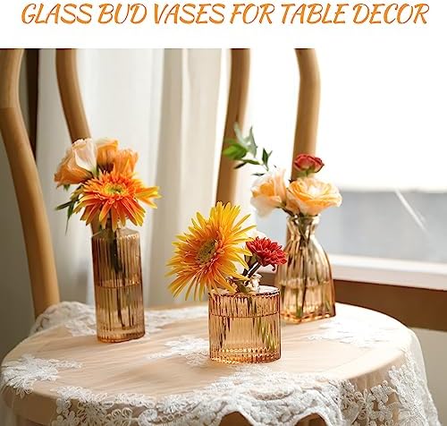 Bud Vases Set of 12, Amber Glass Bud Vase in Bulk for Decor - Image 2
