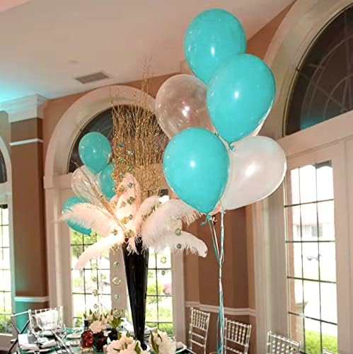 Teal Blue Silver Balloons, 50Pcs 12Inch Teal and Silver Balloons Turquoise Blue White Silver Confetti Latex Balloons for Birthday Baby Shower Party Decorations - Image 6