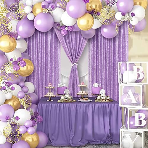 Lavender Sequin Backdrop Curtains-1 Panel 3FTx8FT Light Purple Backdrop for Wedding, Glitter Party Decorations Background Drapes for Birthday Party Anniversary Graduation Photo Booth Decor - Image 7
