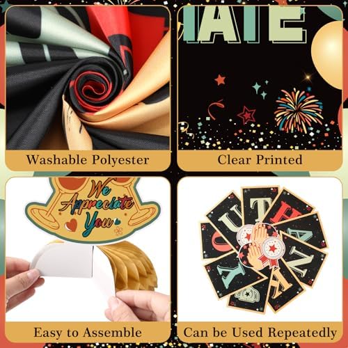 We Appreciate You Party Decorations Colorful Vintage Thank You for All You Do Banner Honeycomb Centerpieces Hanging Swirls for Office Employee Pastor Teacher Doctor Nurse Appreciation Party Gift Decor - Image 6