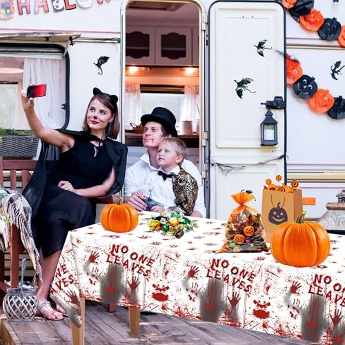 3Pcs Halloween Bloody Handprint Plastic Tablecloth, 54x108 Inch - Image 5