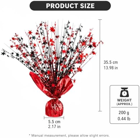 2 Pack Metallic Foil Spray Graduation Decorations Centerpiece Stars for Wedding, Birthday, Anniversary, Christmas Table Decor, Holiday Festival Baby Shower Mantle Party Red and Black - Image 2