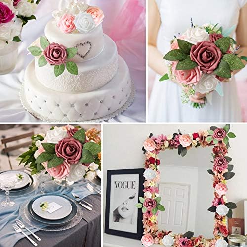 AmyHomie Rose Shades Rose 25pcs Real Looking Artificial Flowers w/Stem - Image 5