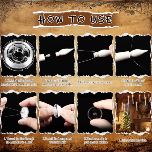 24 Pack LED Floating Candles with Wand Remote, 6.5 Inch Flameless LED Taper Candles with Flickering Warm Light, Hanging Suspended Candles for Home Decor, Party and Halloween - Image 4