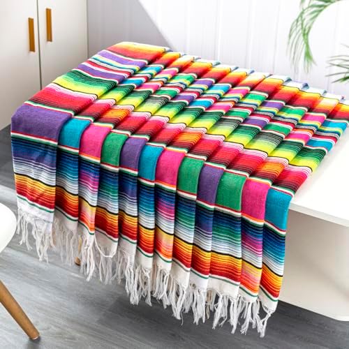 Mexican Table Runner 12Pack 14 x 84 Inches Fiesta Mexican Theme Party Decoration for Cinco de Mayo Fiesta Party Serape Zarape Table Runner by Airooglee