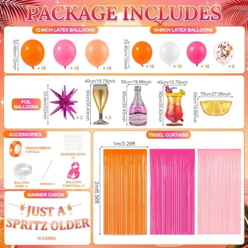 Spritz Birthday Party Decorations Pink Orange Balloon Garland Backdrop Kit - Image 2