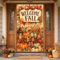 Welcome Fall Door Banner 35×71 Inch Autumn Harvest Porch Hanging Flag Vintage Pumpkin Maple Leaf Harvest Door Cover Decor for Rustic Farmhouse Yard Wall Thanksgiving Outdoor Indoor Decoration by Unknown