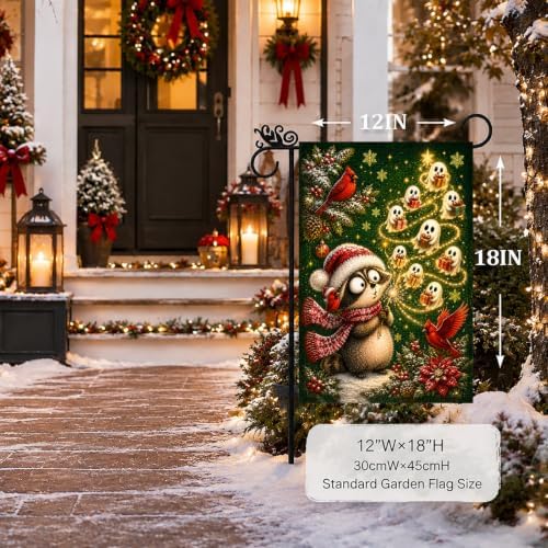 Christmas Garden Flag Vintage Holiday Raccoon Ghost Tree Winter Yard Decor - Image 3