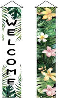 BlissYard 2pcs Welcome Summer Door Banner Hawaiian Porch Banners Sign Summer Sunshine Hibiscus Floral Front Door Hanging Decor Banner for Seasonal Home Hawaii Tropical Party Outdoor Decorations by BlissYard