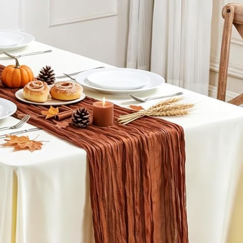 6 Pack Fall Table Runner Terracotta Cheesecloth 35×120 Inch Boho Home Decor - Image 6