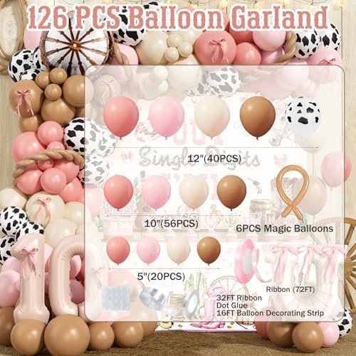 Out Single Digits I’M 10 Cowgirl Birthday Decorations for Girl, Pink Rodeo Party Decoration 10 Year Old Western Party Supplies with Double Digits Backdrop, Banners, Tablecloth, Cake Cupcake Topper - Image 4