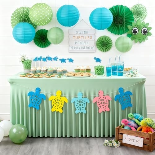 Wish Care 6 Pack Sage Green Spandex Table Clothes for 6 Foot Rectangle Tables, 6FT Wrinkle Free Fitted Tablecloths Ruffles Design Table Cloth for Party, Banquet, Wedding and Events - Image 5
