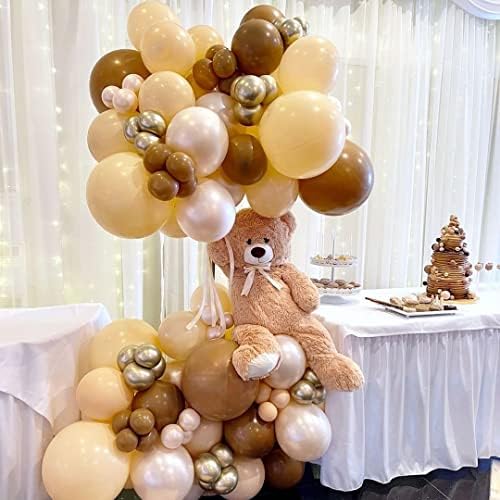 Brown Sand White Neutral Balloons, 50pcs 12 inch Retro Apricot Balloons Brown Sand White Gold Confetti Party Balloons For Birthday Engagement Wedding Anniversary Party Decorations - Image 4