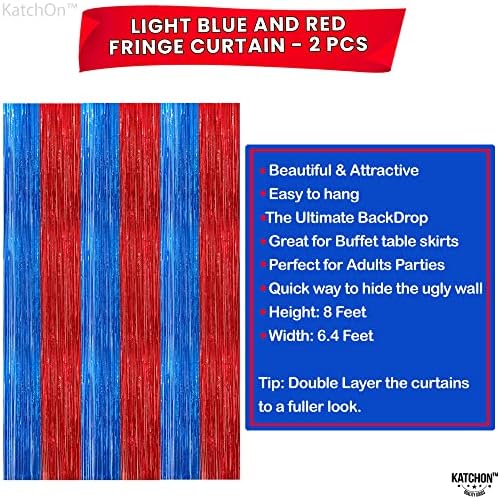 KatchOn Xtralarge Streamers, Red and Blue - 8x3.2 Feet, Fringe Curtain - Image 4
