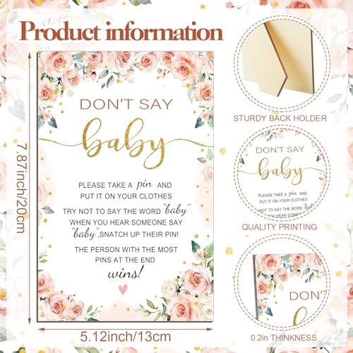 Patelai 321 Pcs Baby Shower Games Supplies, Floral - Image 5