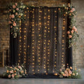 Tulle Curtain Backdrop with Fairy Lights for Parites Wrinkle-Free Sheer Curtain Drapes Photo Back Drop for Wedding Halloween Baby Shower Bridal Shower Birthday Dance Home Décor- 10ft×8ft, Black by HOLITS