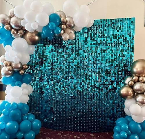 Shimmer Wall Backdrop Lake Blue 24Pcs Sequin Panels Decoration - Image 3