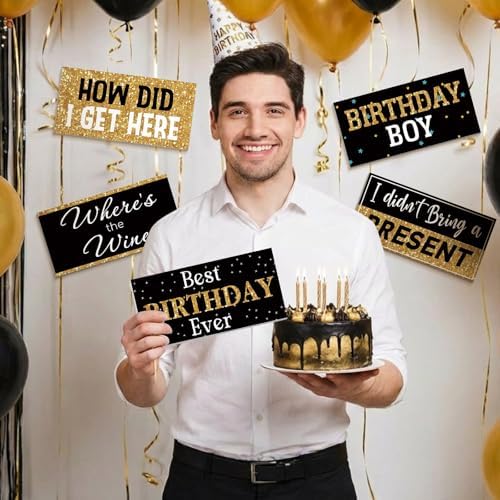 Beeveer 24 Designs Birthday Photo Booth Props, Double Sided PVC Signs - Image 5