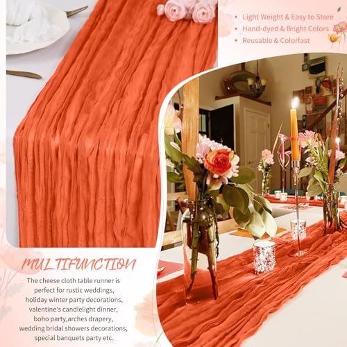 30 Pack Orange Cheesecloth Table Runner 17x108 Inches Boho Home Decor - Image 5