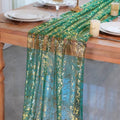 10Pcs Green Gold Table Runner 10 Ft Metallic Foil Shimmer Sheer Gauze by Snowkingdom