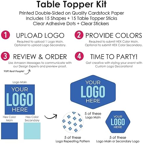 Big Dot of Happiness Custom Logo Table Toppers - Personalized Branded Business Party Centerpiece Sticks - Set of 15 - Image 2