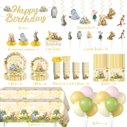 205Pcs Classic Bear Birthday Decorations Tableware Set, 25 Serves - Image 2