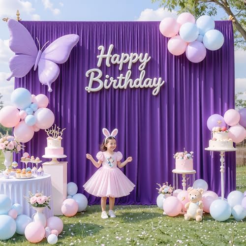 Wrinkle Free Purple Backdrop Curtains for Parties, Purple Photo Curtains Backdrop Drapes 2 Panels Back Drop Cloth Draping for Wedding Birthday Photography Background Decor,10ftx10ft - Image 4