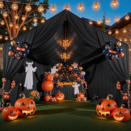 30ftx40ft Black Ceiling Curtain for Halloween Parties by PartyVillage