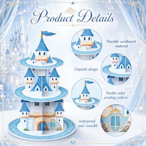 3 Tier Princess Birthday Cupcake Stand Fairytale Castle Decoration - Image 3