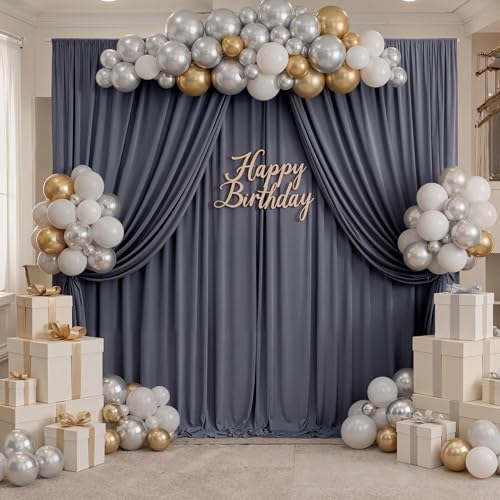 20ft x 10ft Wrinkle Free Charcoal Backdrop Curtain for Parties, 4 Panels 5x10ft Silky Polyester Photo Backdrop Drapes for Wedding Birthday Party Photography Background Backdrop Stand - Image 5