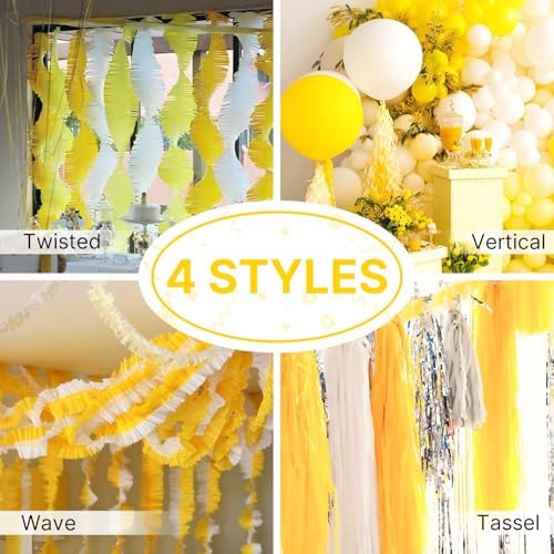 PartyWoo Light Yellow Crepe Paper 4pcs 328 FT Pale Pastel Yellow Streamers - Image 5