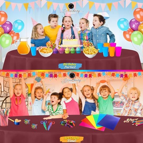 Grandipity Plastic Table Cloth Disposable 12 Pack 84" Round Burgundy - Image 4