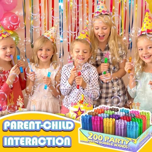 200 Pack Mini Bubble Wands Bulk, 20 Color Bubbles Party Favors Display Box - Image 4