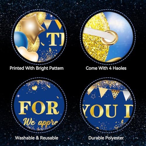 We Appreciate You Banner 3 PCS Blue and Gold Thank You Banners Thank You For All You Do Backdrop for Teacher, Employee, Nurse Appreciation, Retirement Parties Party Decorations - Image 3