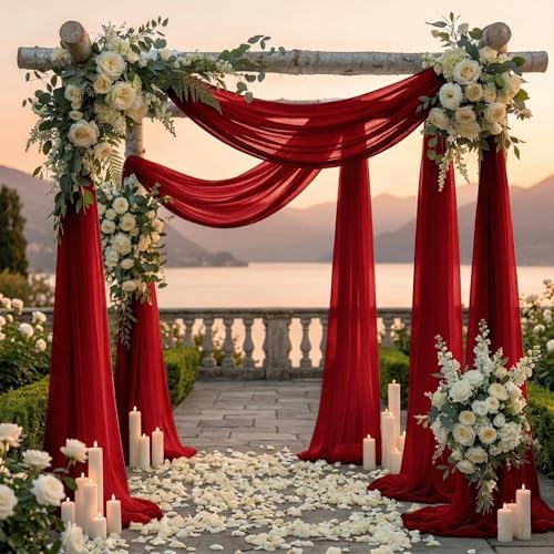 Pack of 1 Wedding Arch Drape Panel Fabric 30" x 50ft - Apple Red - Image 4