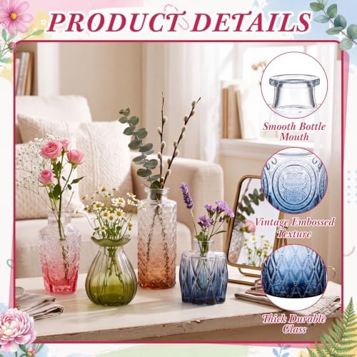 40 Pcs Colorful Glass Bud Vases for Fall Wedding, Vintage Multicolor - Image 3