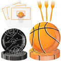 96Pcs Basketball Party Plates Supplies Sports Theme Tableware Decorations Disposable Paper Plates Napkins Forks for Kid Birthday, Serves 24 by G1ngtar