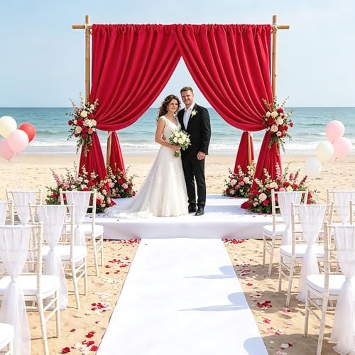 Red Backdrop Curtains 10ftx8ft Christmas Polyester Photo Drapes - Image 2