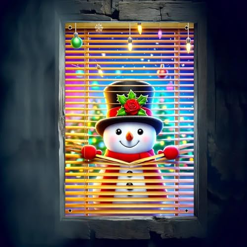 BlissYard Snowman Fireplace Christmas Window Banner 31x47 Fabric - Image 6