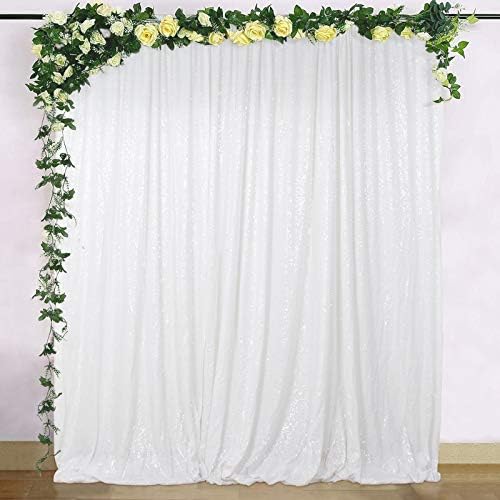 ShinyBeauty 8x8FT Sparkling Sequin Photography Backdrop - Premium Shimmering White Background for Wedding, Birthday Party Backdrop, Studio Decor - Image 2