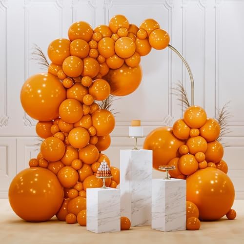 PartyWoo Burnt Orange Balloons 140pcs Different Sizes of 18 12 10 5 Inch Terracotta Rust Fall Color Autumn Boho Balloon Arch Kit Garland for Thanksgiving Halloween Fall Party Decorations Orange-F53 by PartyWoo