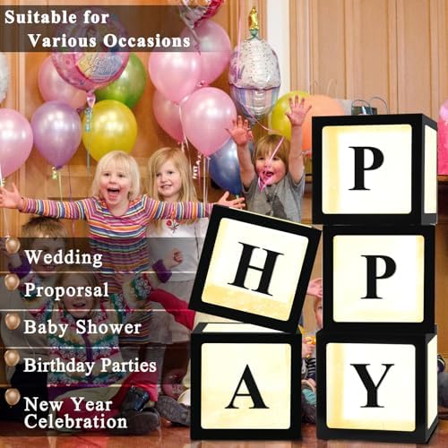 Ledido Transparent Balloon Boxes with 78 Letters Numbers Fairy Lights 5PCS - Image 4