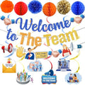 Welcome To The Team Banner, Welcome Banner Garland Hanging Swirls Paper Flowers Honeycomb Balls, Welcome Decorations for Employee Office Coworker Teacher Colleague Staff by Unknown