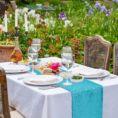 10 Packs 12 x 72 inches Turquoise Sequin Table Runner - Image 6