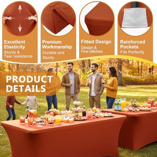 Spandex Table Cloths for 6 foot Rectangle Tables-Fitted Stretch Table Cover - Image 2