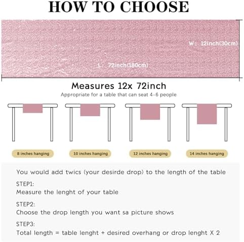 2 Packs 12 x 72 inches Sequin Table Runner, Rose Pink Glitter Table Runner for Birthday Party Supplies Wedding Engagement Baby Shower Holiday Celebration Event Decorations - Image 4
