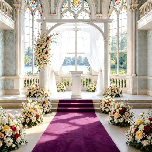 FUHSY Aisle Runner Purple Carpet Runner for Party 4x30 FT Velvet Aisle Runner for Wedding Ceremony Indoor Outdoor Church Runway Carpet Wedding Walkway Runner for Bridal Shower Hallway Decor - Image 3