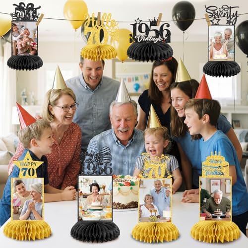 8 Pcs 70th Birthday Decoration for Women Table Honeycomb 70 Years Decor - Image 3